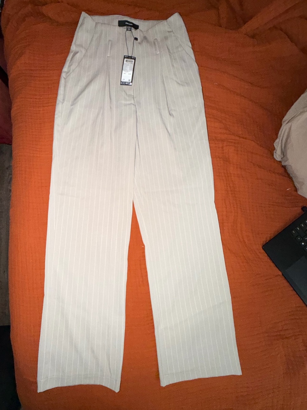 Cream Pinstripe Dress Pants